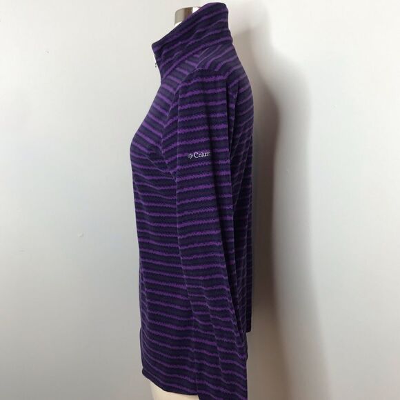 Columbia Womens Purple Striped Fleece Pullover Jacket Size Small Half Zip - Picture 3 of 9